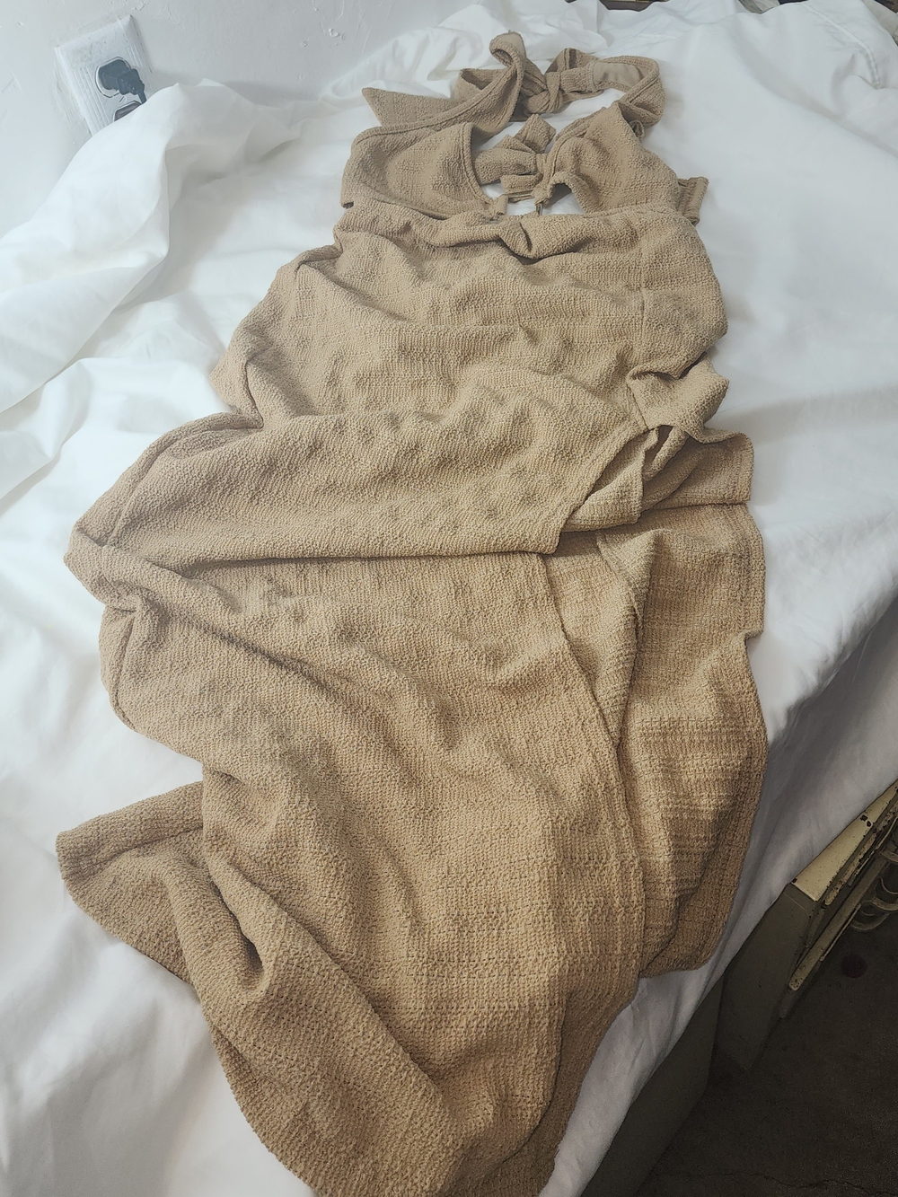 Fashion Nova Halter Maxi Dress in Taupe